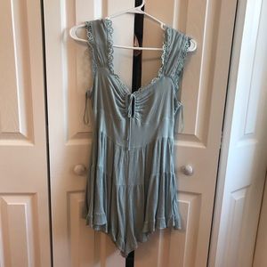 Dusty blue tiered romper